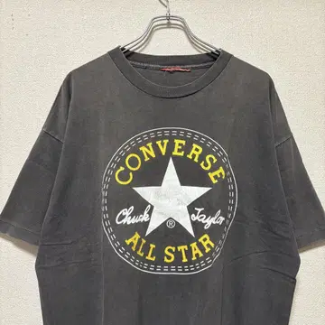 90s CONVERSE 로고 티셔츠 블랙 페이드