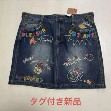 rough 러프 자수 데님 스커트