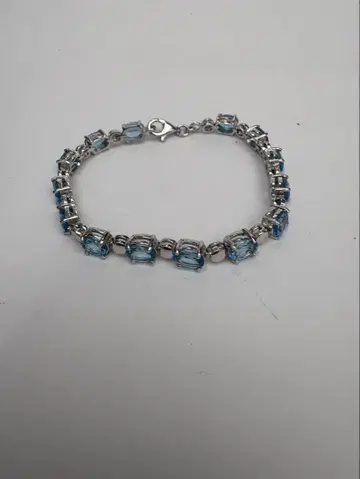 천연 블루 토파즈 총 20ct 925 스털링 실버 팔찌