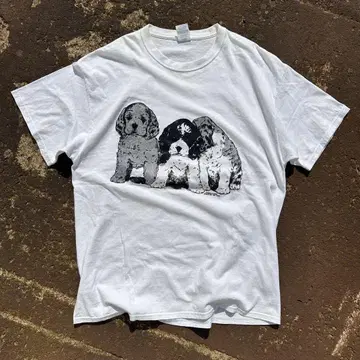 90s 티셔츠 개 동물 빈티지