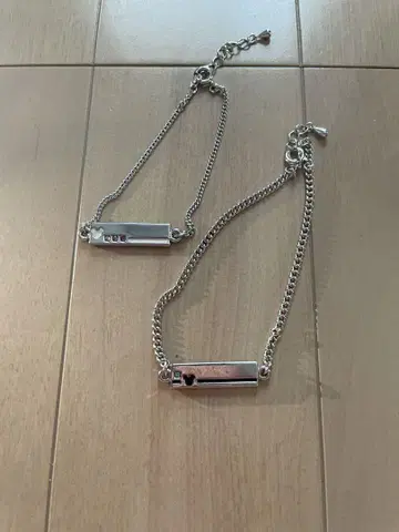 디즈니 미키 미니 페어 실버 체인 팔찌