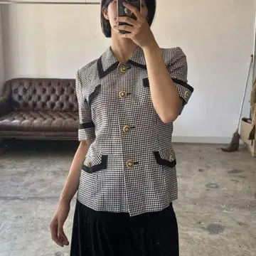 하운드투스 패턴 셔츠 재킷