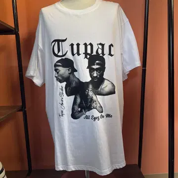 2PAC 프린트 티셔츠 모노톤 2XL 화이트 블랙