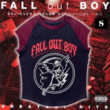 Fall Out Boy '사신 그래픽' 래글런 티셔츠 (여성용) S