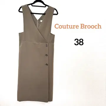 Couture Brooch 카키 V넥 슬리브리스 원피스 M 사이즈