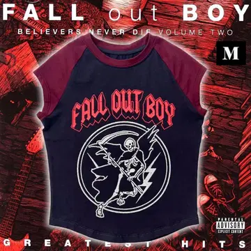 Fall Out Boy "사신 그래픽" 래글런 티셔츠 (여성용) M