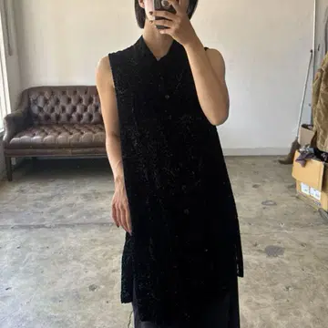 전체 패턴 벨벳 소매 없는 셔츠
