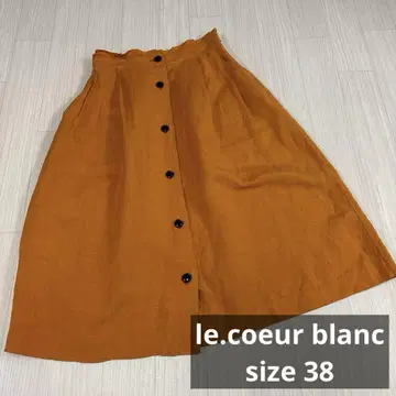 le.coeur blanc 린넨 레이온 프론트 버튼 턱 스커트 38