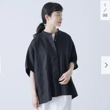 카구레 린넨 스퀘어 케이프 셔츠 BLACK