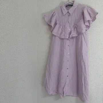 자라 얇은 보라색 프릴 반팔 미니 원피스 XS