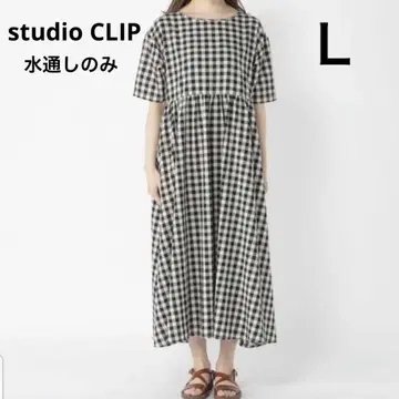 studio CLIP 깅엄 체크 롱 원피스 L 양면 착용 가능