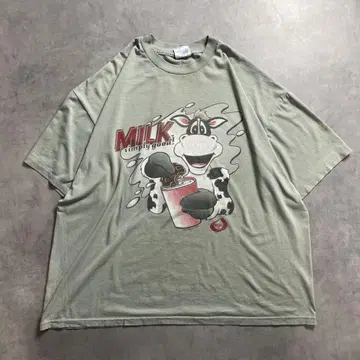 90s USA제 MILK! 소 재미있는 프린트 빈티지 T-shirt