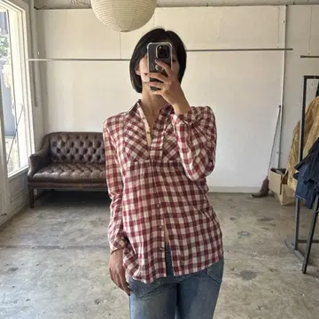 에디 바우어 프릴 체크 셔츠