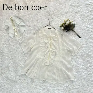 De bon coer 드봉쿨 프릴이 달린 블라우스 반팔 화이트