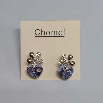 Chomel 보라색 꽃 모티브 귀걸이