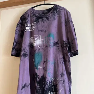 ZARA 자라 남성용 다이 다이 퍼플 고양이 티셔츠