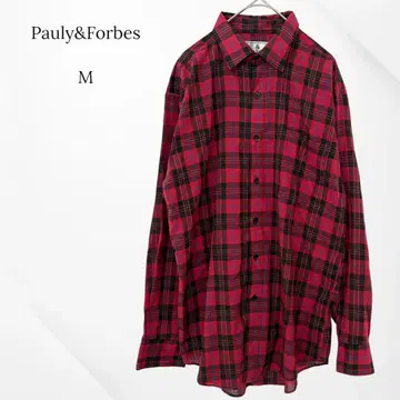 Pauly&Forbes 플란넬 셔츠 긴팔 셔츠 체크 레드 M