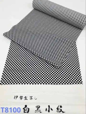 코몬 이세형 체크 패턴 모노톤 순수 실크 옷감