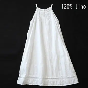 120%lino 이탈리아제 린넨 A 밑단 레이스 원피스 화이트 40