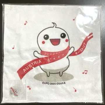 오스트리아 파빌리온 캐릭터 빨흰색 핀 배지 이마바리 타월 손수건