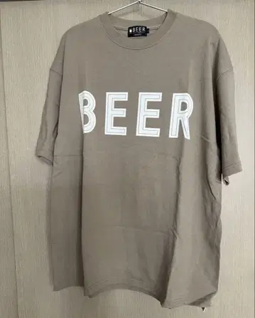 BEER 로고 프린트 티셔츠 베이지 입기 BEER 유니섹스 L 사이즈
