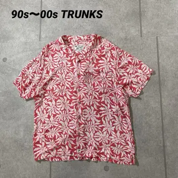 90s00s TRUNKS 알로하 셔츠 하와이안 셔츠 오픈 카라 빨흰 XL