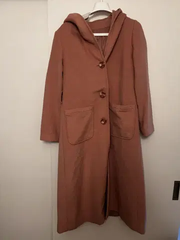 Lily Brown 후드 부착 롱 코트 핑크 F