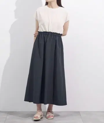 KEYUCA 분또 콤비 타프타 스커트 원피스 아이보리 프리