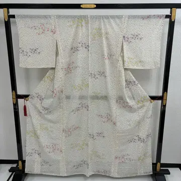 명주 여름 기모노 순수 실크 꽃밭 귀여운 디자인 기모노 U-6232