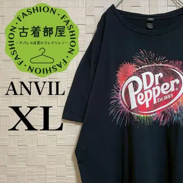 anvil 닥터 페퍼 기업 티셔츠 블랙 검정 XL 프린트 로고