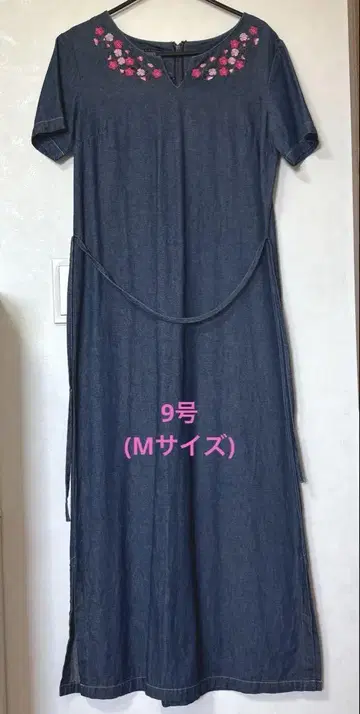 LAURA ASHLEY 로라 애슐리 원피스 데님 꽃무늬 자수 반팔