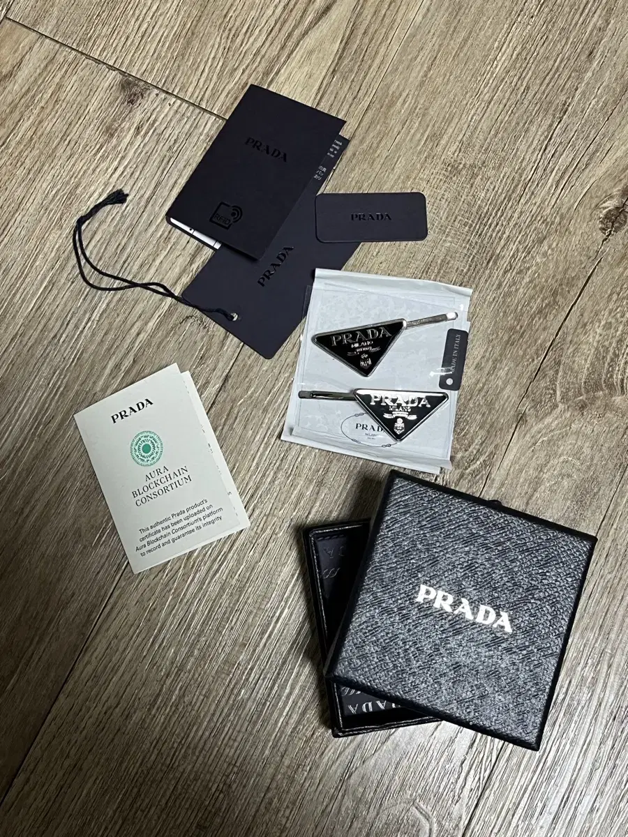 Prada Triangle Logo Hair Pin (Left)