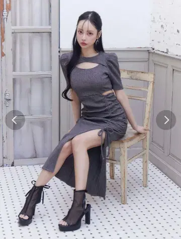 EATME 데콜테 리브 원피스