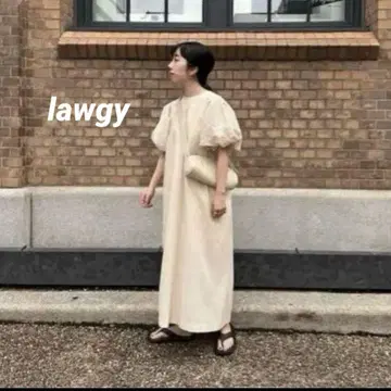 컨디션 최상 라우지 lawgy 벌룬 슬리브 원피스 롱 아이보리