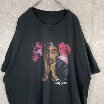 2Pac 랩 힙합 뮤직 프린트 블랙 티셔츠 3XL
