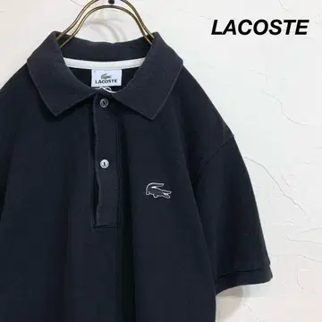 LACOSTE 라코스테 러버 로고 반팔 피케 셔츠 블랙