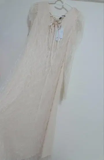 EATME 이토미 더블 리본 레이스 원피스 아이보리