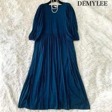 DEMYLEE 볼륨 슬리브 개더 롱 원피스 S 코튼