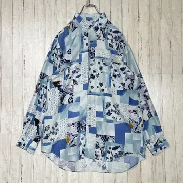 올 패턴 긴팔 셔츠 아트 블루 계열 GENT'S
