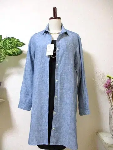 택 포함 새상품 MUJI 무인양품 린넨 100% 셔츠 4980엔