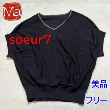 soeur7 수르 V넥 반팔 썸머 니트 상의 프리
