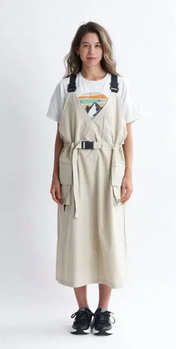 록시 베이지 오버롤 스커트