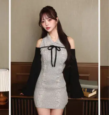 Darich 다리치 숏 볼레로 니트 미니 원피스