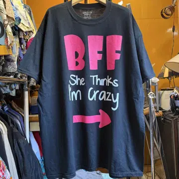 미국 빈티지 의류 GILDAN BFF 티셔츠 XL 블랙