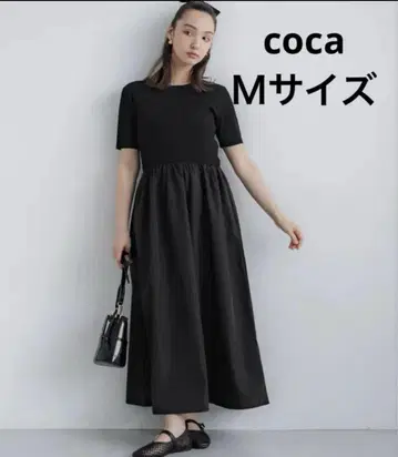 coca 썸머 니트 허리 도킹 원피스 블랙 M