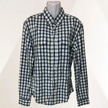 ZARA MAN 자라 셔츠 블루 남성용 깅엄 체크 버튼 다운