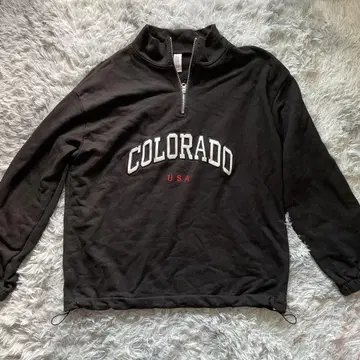 COLORADO USA 하프 지퍼 후드티 블랙