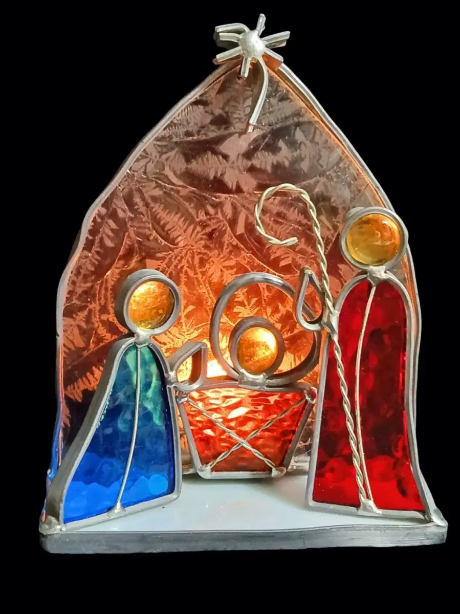 Vintage Stained Glass Candle Ornament
