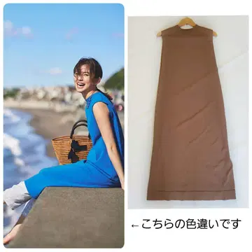 루니 슬리브리스 니트 원피스 22ss 세탁 가능 브라운 I 라인