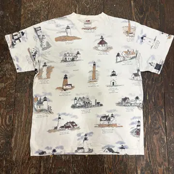 1990년대 빈티지 USA제 올 패턴 티셔츠